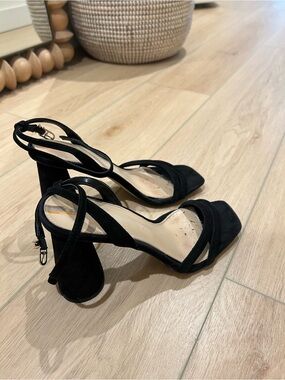 Sam Edelman Black Suede Strappy Block Heel Sandals